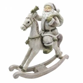 Dekorace Santa na houpacím koni - 20*8*21 cm Clayre & Eef