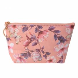 Lososová toaletní taška s květy - 21*12 cm Clayre & Eef