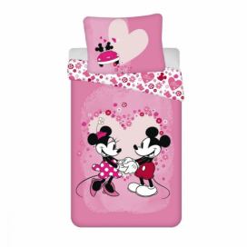 Jerry Fabrics Dětské povlečení Mickey and Minnie \"Love\" micro, 140 x 200 cm, 70 x 90 cm