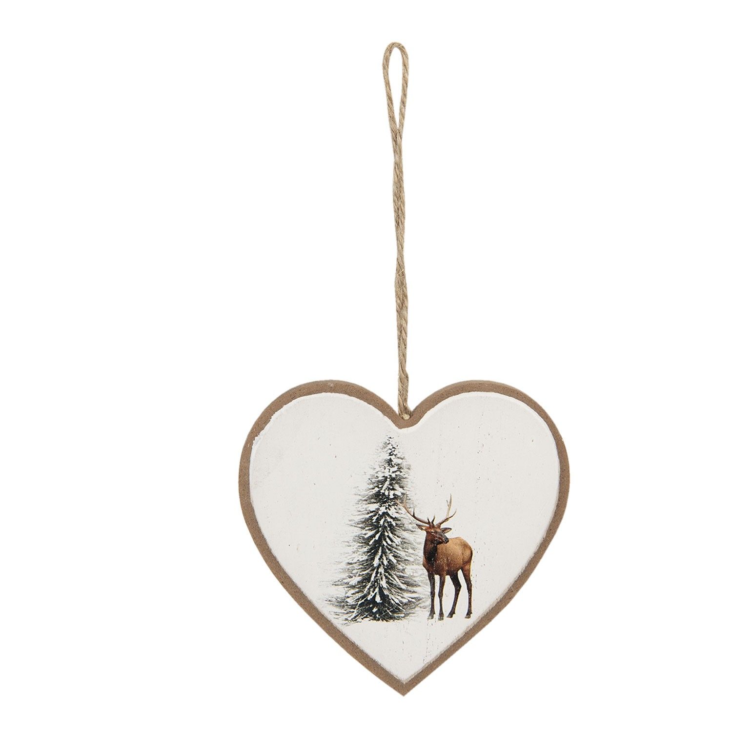 Závěsná dekorace srdce s jelenem - 10*1*9 cm Clayre & Eef - LaHome - vintage dekorace