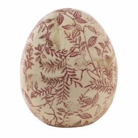 Keramické dekorační vajíčko s květy Roset - Ø 9*12 cm Clayre & Eef