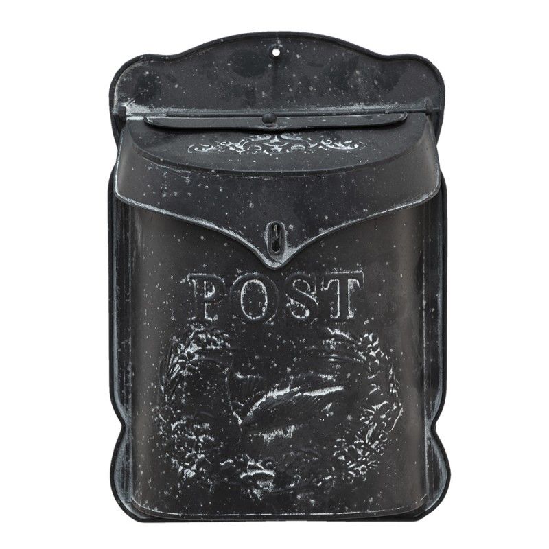 Černá antik poštovní retro schránka s ptáčkem - 26*8*39 cm Clayre & Eef - LaHome - vintage dekorace