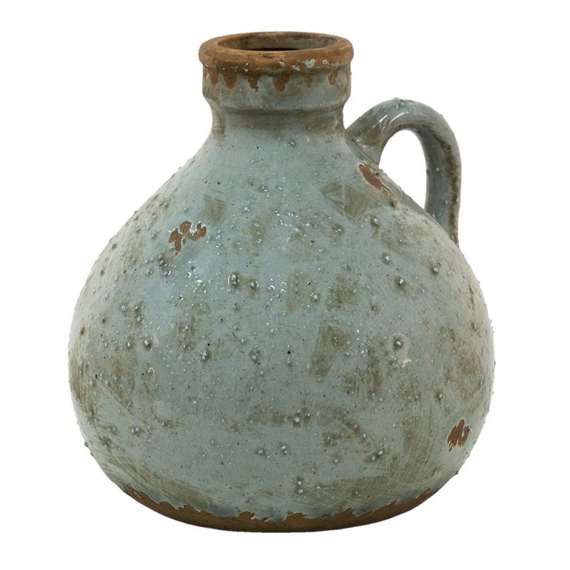 Šedá antik keramická dekorativní váza s ouškem  - 15*15*16 cm Clayre & Eef - LaHome - vintage dekorace