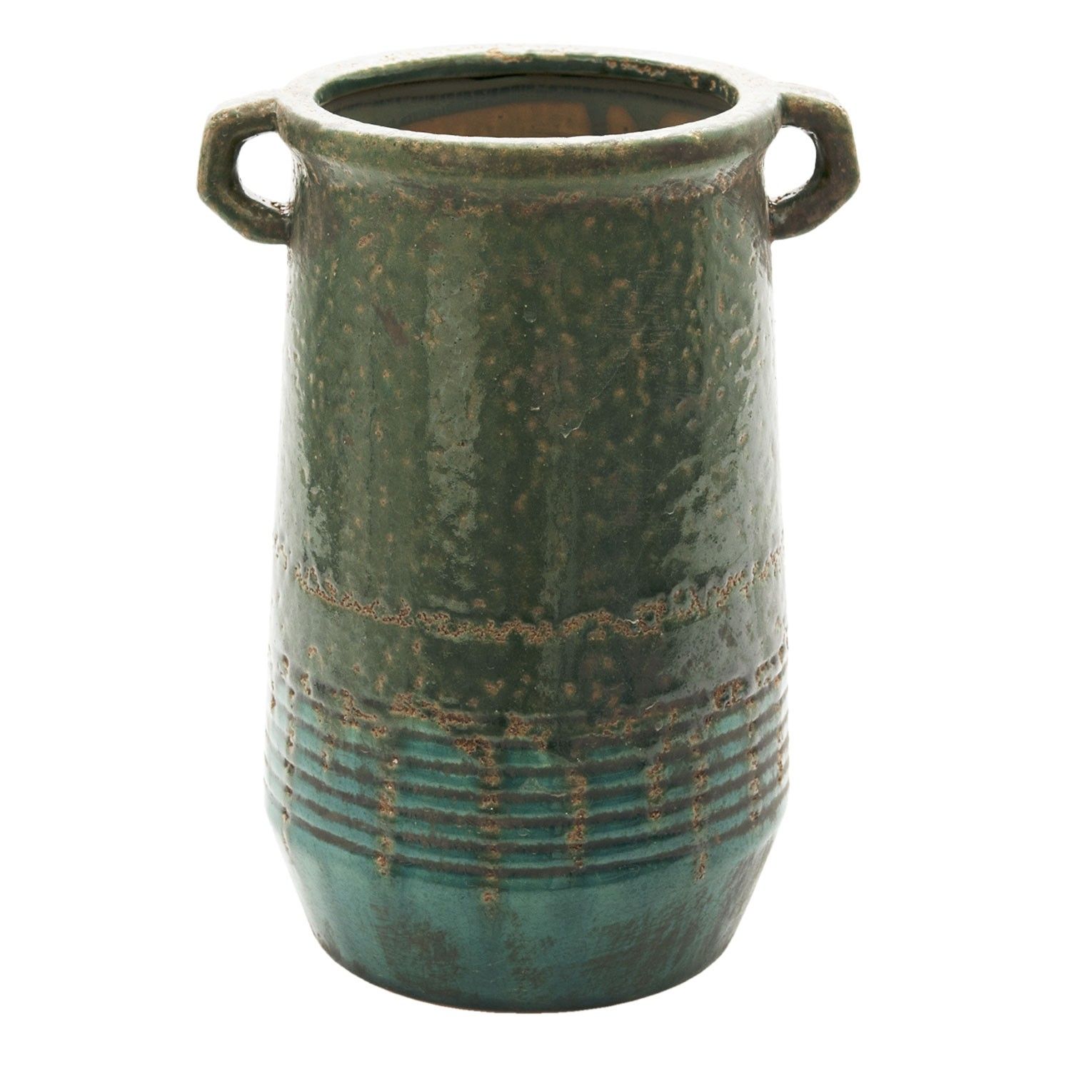 Zelný keramický květináč/váza s uchy Aylin - Ø 16*26 cm Clayre & Eef - LaHome - vintage dekorace
