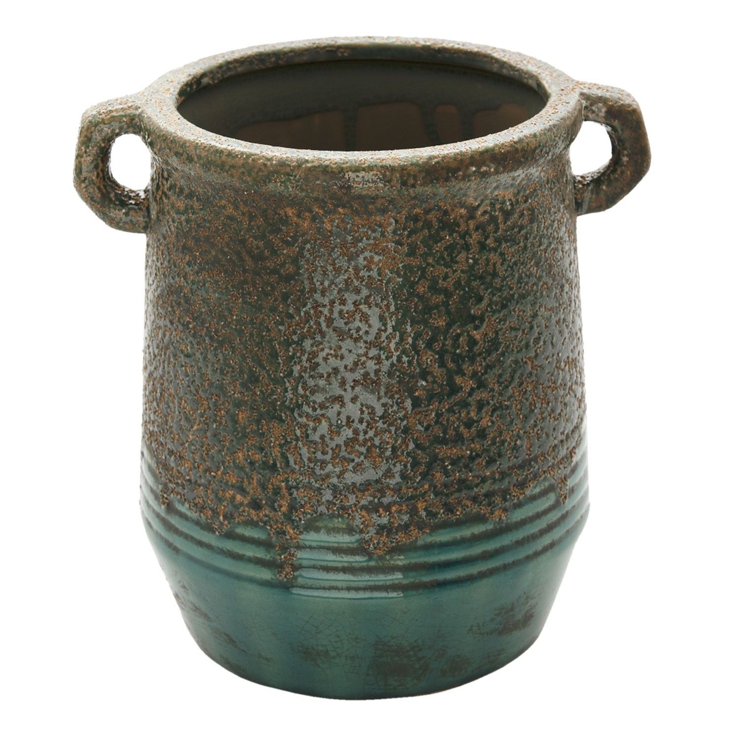 Zelný keramický květináč/váza s uchy Aylin - Ø 16*19 cm Clayre & Eef - LaHome - vintage dekorace