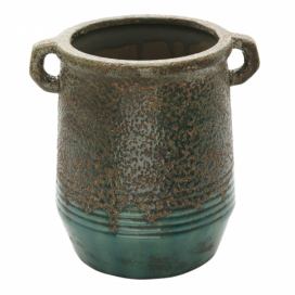 Zelný keramický květináč/váza s uchy Aylin - Ø 16*19 cm Clayre & Eef