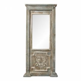 Zrcadlo v dřevěném retro hnědém rámu s bílou patinou - 55*7*118 cm Clayre & Eef LaHome - vintage dekorace