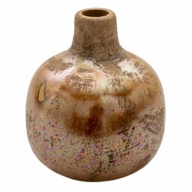 Hnědo-měděná keramická váza s patinou Avice - Ø 9*9 cm Clayre & Eef