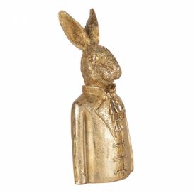 Zlatá dekorativní soška zajíce v obleku - 8*6*18 cm Clayre & Eef