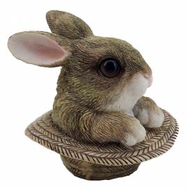 Dekorativní soška králíka v klobouku - 9*9*9 cm Clayre & Eef LaHome - vintage dekorace