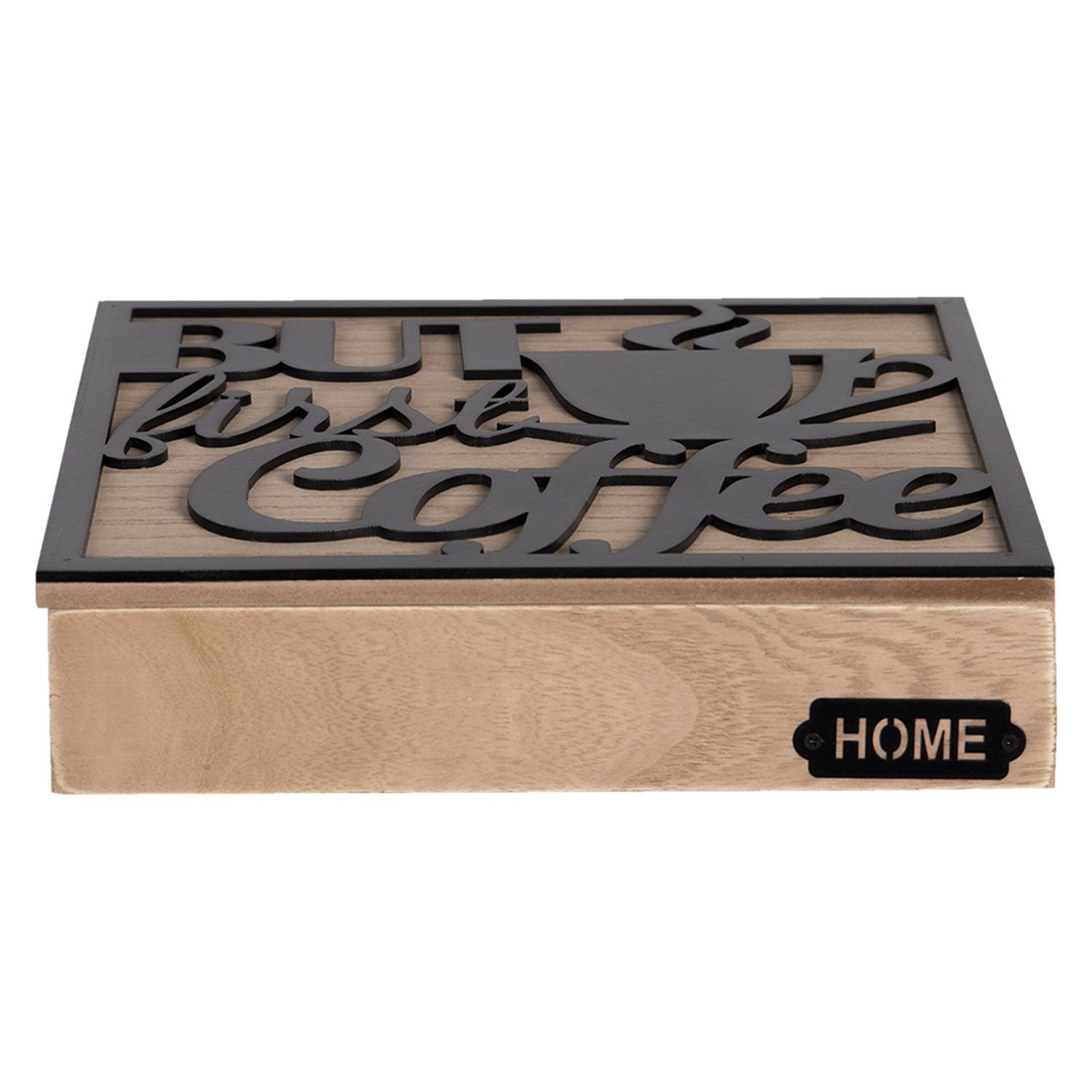 Dřevěná krabička na kapsle do kávovaru - 24*24*5 cm Clayre & Eef - LaHome - vintage dekorace