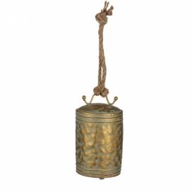 Zlatý antik kovový závěsný zvon - Ø 12*17 cm Clayre & Eef