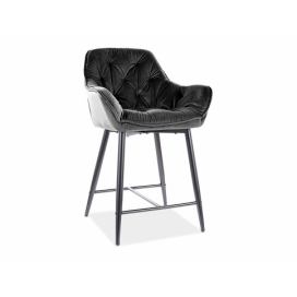 Barová židle CHERRY H2 VELVET Černá konstrukce/Černý BLUVEL 19