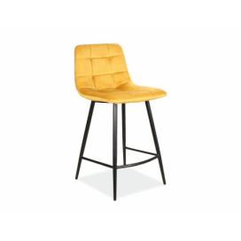 Barová židle MILA H2 VELVET Černá konstrukce/CURRY BLUVEL 68