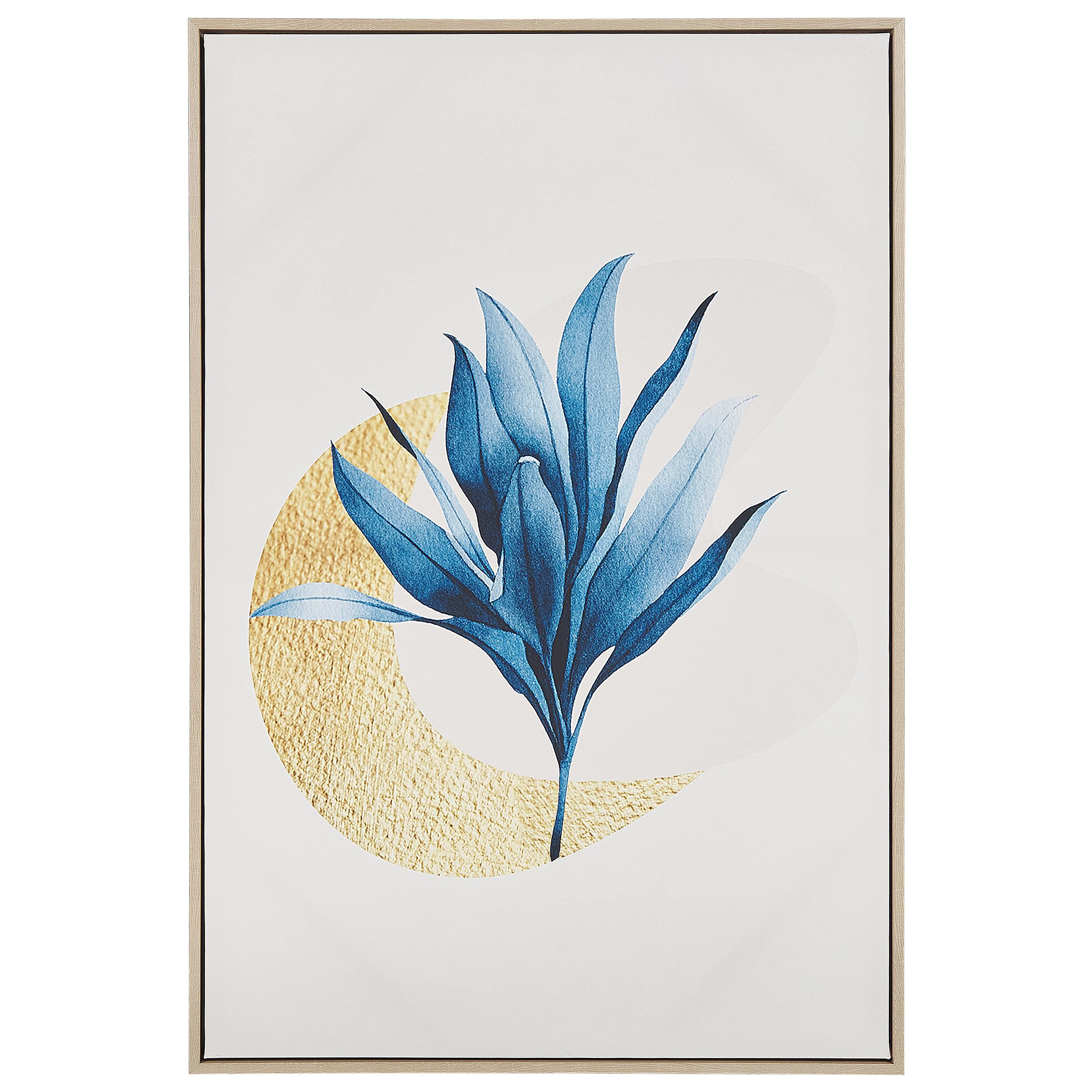 Zarámovaný obraz na plátně květinový motiv 63 x 93 cm béžová a modrá CORVARO - Beliani.cz