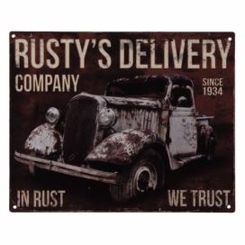 Nástěnná kovová cedule In Rust We Trust - 25*20 cm Clayre & Eef
