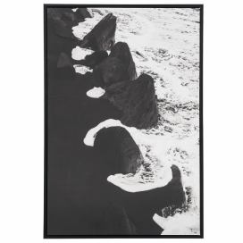 Zarámovaný obraz na plátně moře 63 x 93 cm černobílý SIZIANO