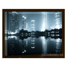 LED obraz Šanghai v noci 45x30 cm
