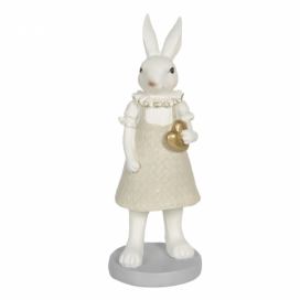 Dekorace králičí žena ve zdobném kabátku a kabelkou - 10*8*30 cm Clayre & Eef