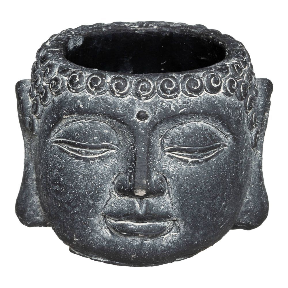 Atmosphera Květináč Buddha, O 11,5 cm, cement, antracitový - EMAKO.CZ s.r.o.