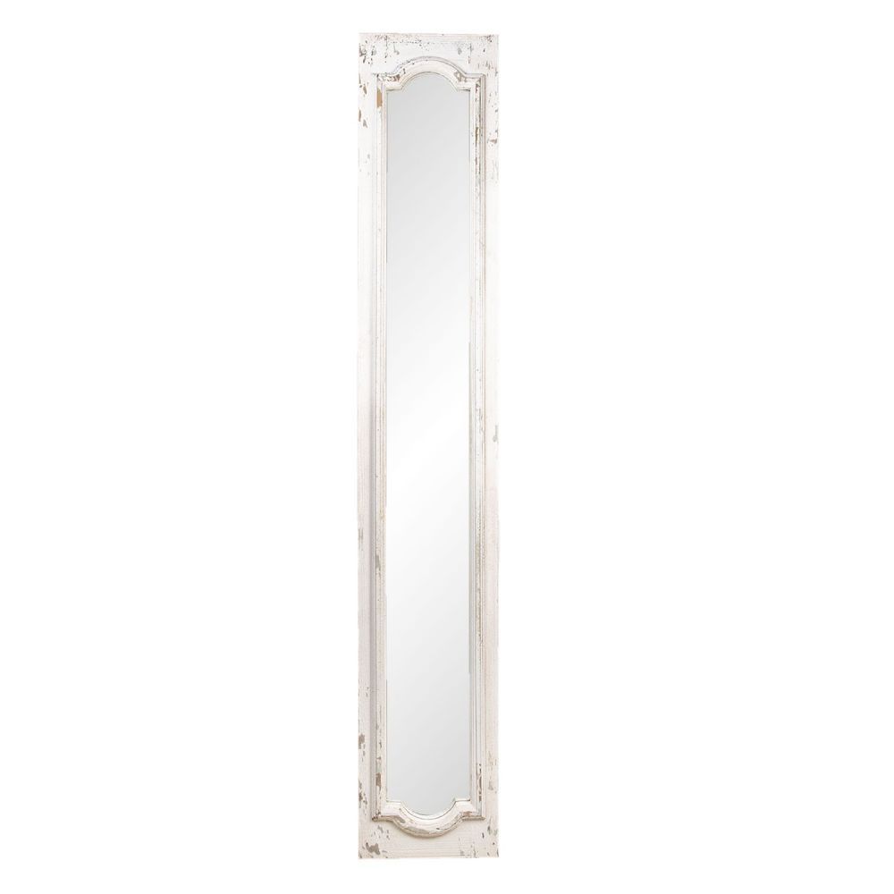 Dlouhé úzké zrcadlo v dřevěném bílém rámu s patinou - 30*4*176 cm Clayre & Eef - LaHome - vintage dekorace