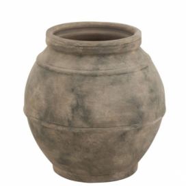 Šedo-hnědá antik keramická dekorační váza Vintage - Ø 38*38cm J-Line by Jolipa