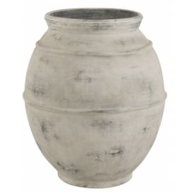 Šedá antik baňatá keramická dekorační váza Vintage - Ø 68*80cm J-Line by Jolipa