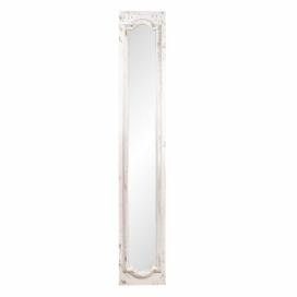 Dlouhé úzké zrcadlo v dřevěném bílém rámu s patinou - 30*4*176 cm Clayre & Eef