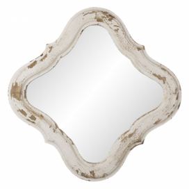 Nástěnné zrcadlo v bílo hnědém dřevěném rámu - 59*2*59 cm Clayre & Eef LaHome - vintage dekorace
