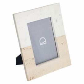 Bílo béžový mramorový fotorámeček Kave Home Uria 25 x 20 cm