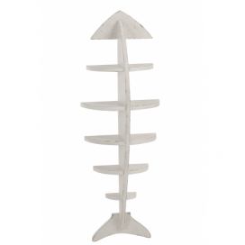 Bílá dřevěná nástěnná police ve tvaru ryby Fish - 35*18*102 cm J-Line by Jolipa