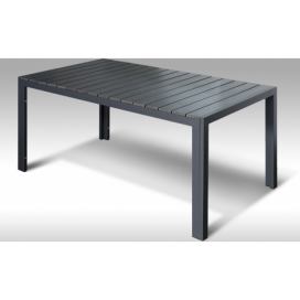 Hliníkový zahradní stůl Jerry 160cm x 90cm, tmavě šedý, pro 6 osob Mdum