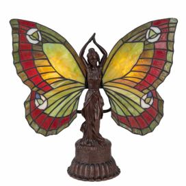 Barevná stolní lampa Tiffany Butterfly Lady - 41*20*41 cm E14/max 2*25W Clayre & Eef