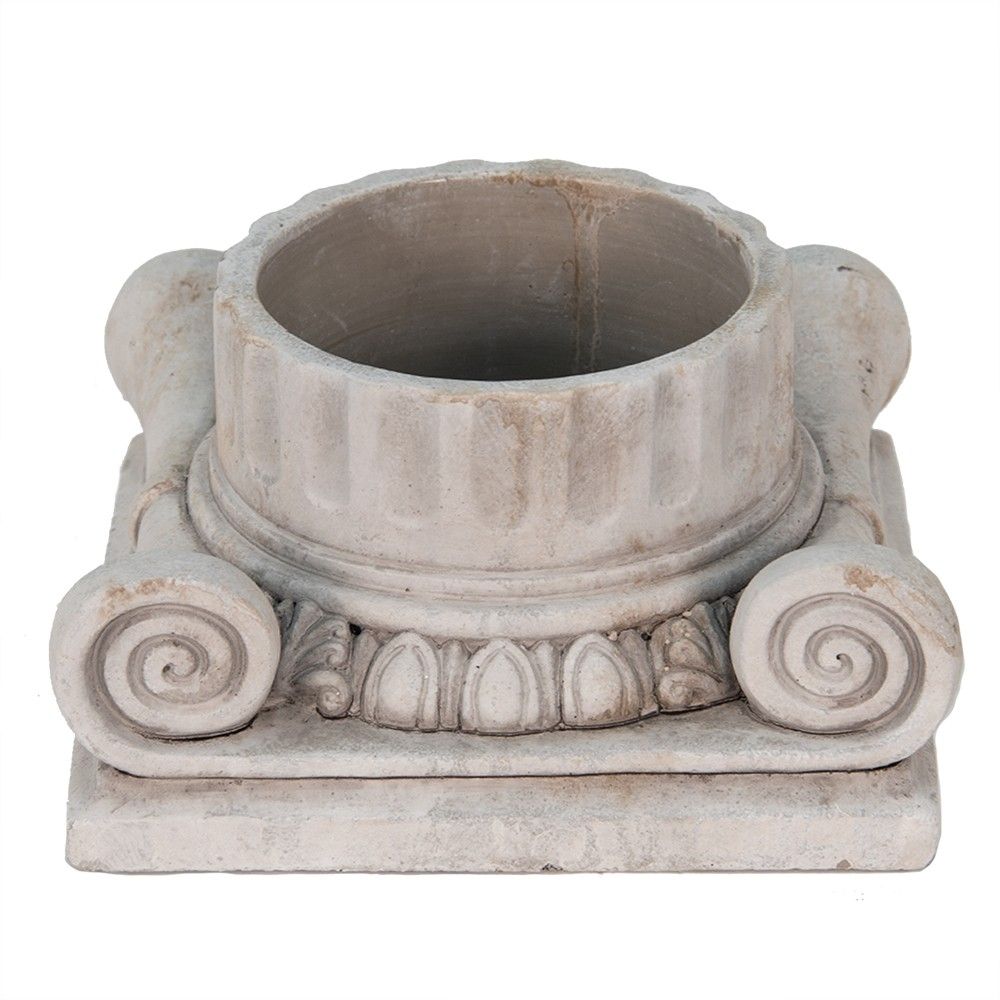 Cementový květináč ve tvaru hlavice antického sloupu Dórský - 21*21*11 cm Clayre & Eef - LaHome - vintage dekorace