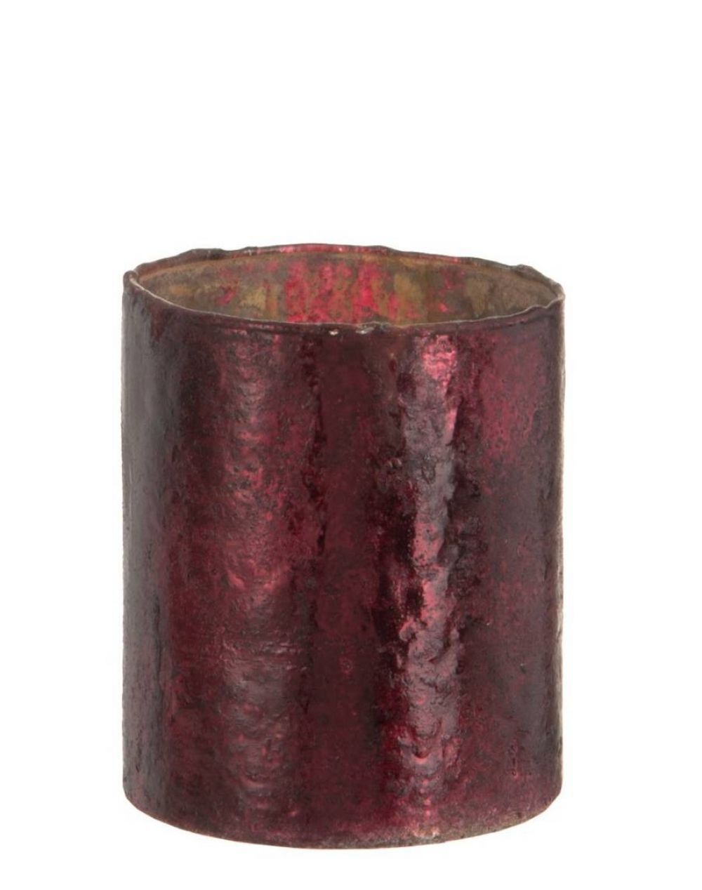 Červený skleněný svícen Red s patinou S - 7*7*8 cm J-Line by Jolipa - LaHome - vintage dekorace