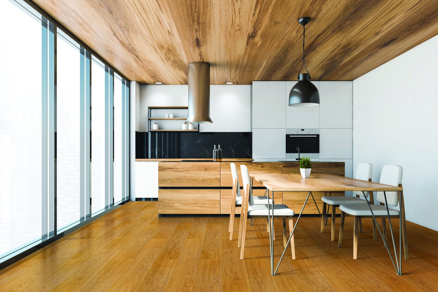 Kuchyně s vinyl podlahou dekor dřevo - Supellex