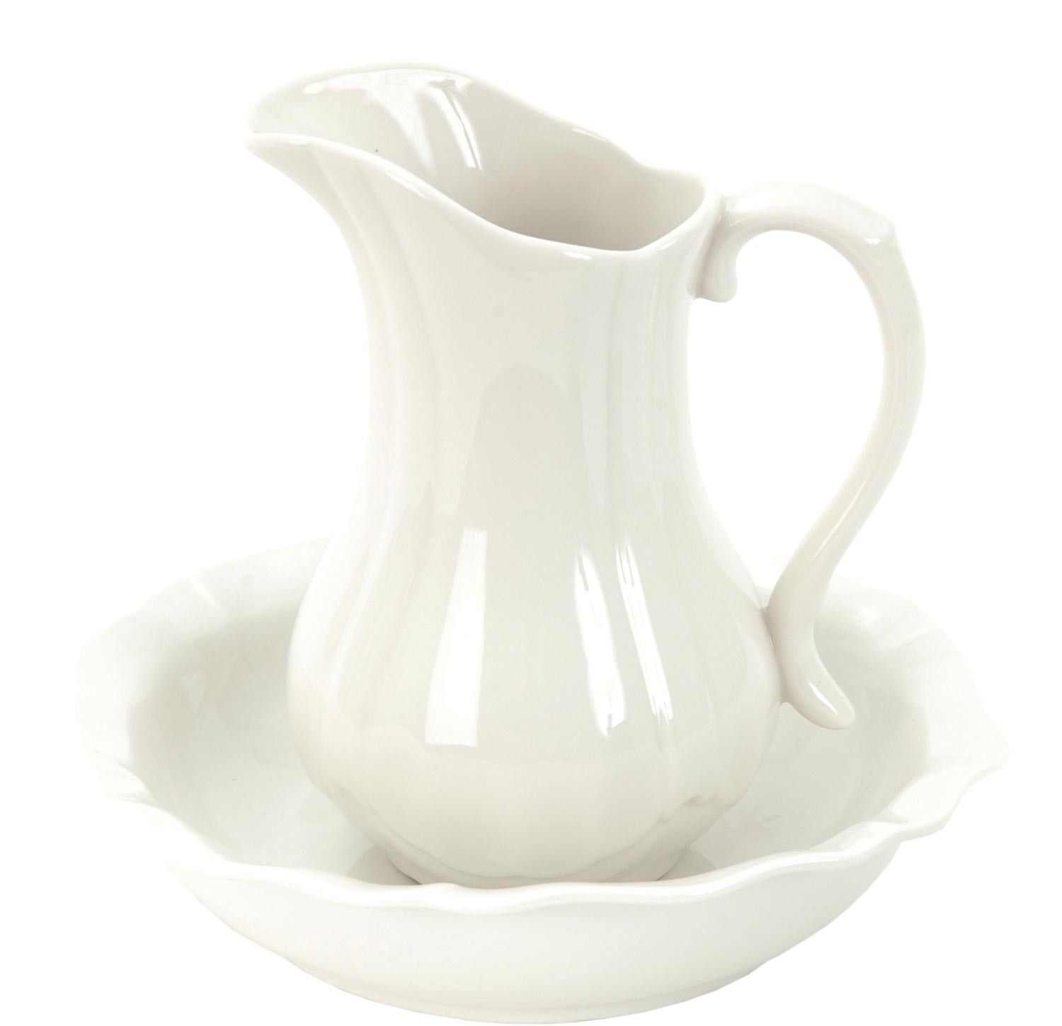 Béžový porcelánový set džbán a mísa French - Ø 24*5 / Ø 13*21 cm Clayre & Eef - LaHome - vintage dekorace