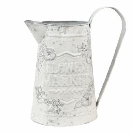 Bílý antik plechový dekorativní džbán Flower Market - 16*12*22 cm Clayre & Eef
