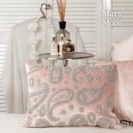 Růžový sametový polštář s ornamenty Paisley blush pink - 45*15*35cm Mars & More
