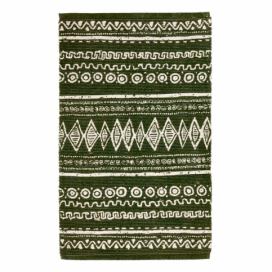 Zeleno-bílý bavlněný koberec Webtappeti Ethnic, 55 x 110 cm Bonami.cz