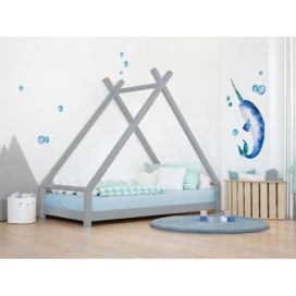Benlemi Dětská domečková postel TAHUKA ve tvaru týpí Zvolte barvu: Šedá, Rozměr: 80 x 160 cm