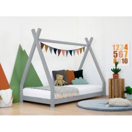 Benlemi Dětská dřevěná postel NAKANA ve tvaru teepee Zvolte barvu: Šedá, Rozměr: 80 x 160 cm