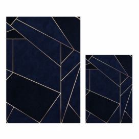Tmavě modré koupelnové předložky v sadě 2 ks 60x100 cm Geometric – Mila Home