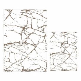 Bílo-hnědé koupelnové předložky v sadě 2 ks 60x100 cm Marble – Mila Home