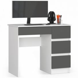 Ak furniture Psací stůl A-7 90 cm pravý bílý/grafitový