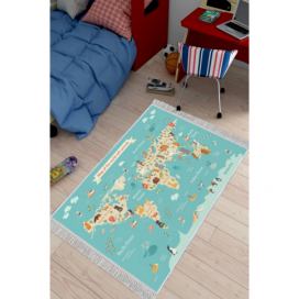 Conceptum Hypnose Dětský koberec Mapa zvířecího světa 100x150 cm modrý