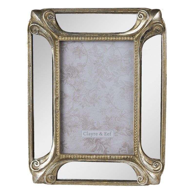 Zlatý antik fotorámeček se zrcadlem - 17*2*22 cm/ 10*15 cm Clayre & Eef - LaHome - vintage dekorace