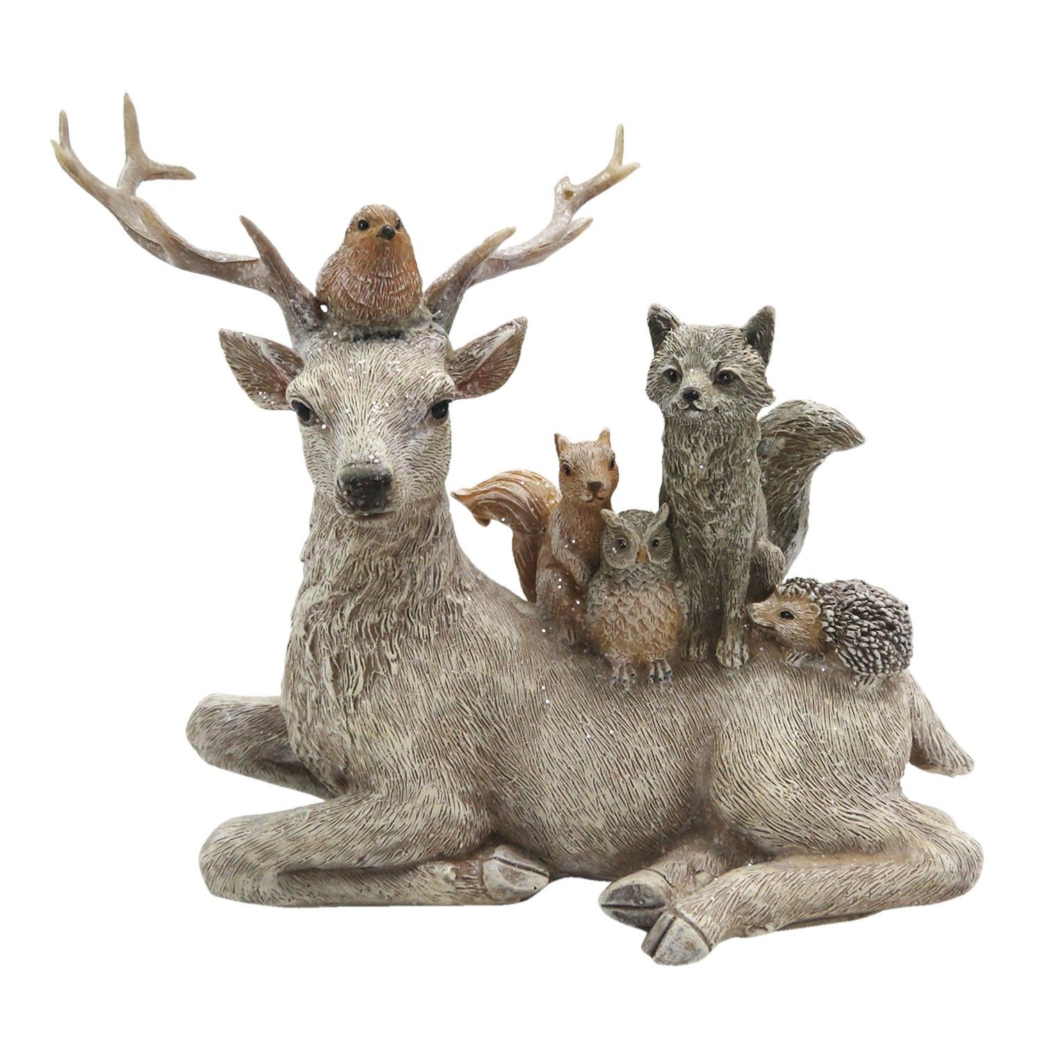 Dekorativní soška jelena se zvířátky - 18*8*16 cm Clayre & Eef - LaHome - vintage dekorace