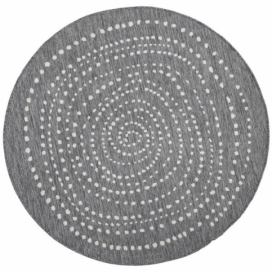 NORTHRUGS - Hanse Home koberce Kusový koberec Twin-Wendeteppiche 103112 grau creme kruh – na ven i na doma - 200x200 (průměr) kruh cm Mujkoberec.cz