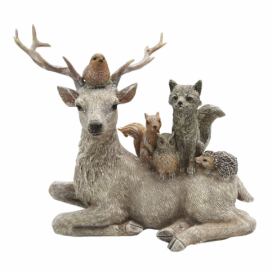 Dekorativní soška jelena se zvířátky - 18*8*16 cm Clayre & Eef LaHome - vintage dekorace